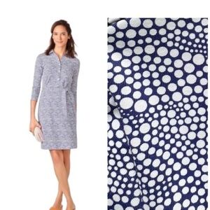 J.Mclaughlin Calla Dress Catalina Cloth Dottingville Print In Blue/White Size S